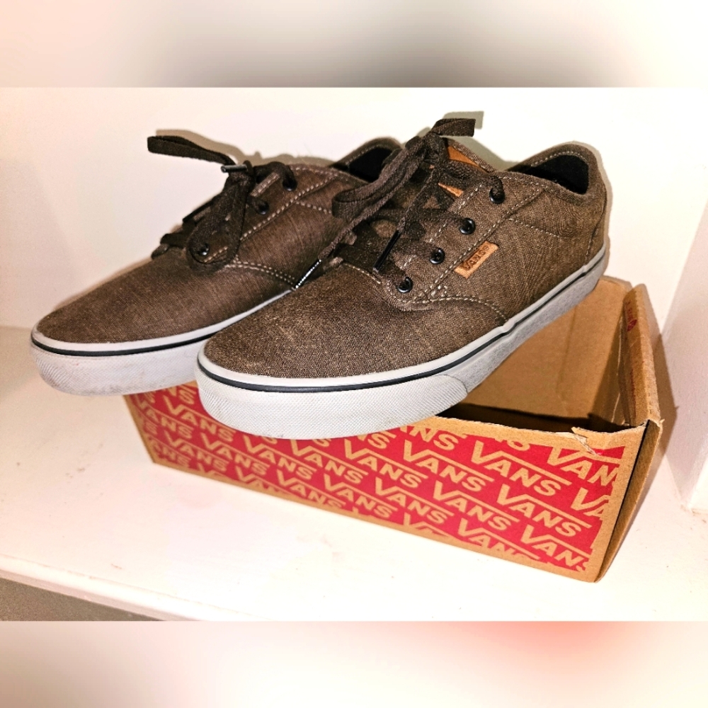 Vans Off The Wall Atwood Textile Walnut/Grey Skate Shoes Size 6 Youth‎ Like New